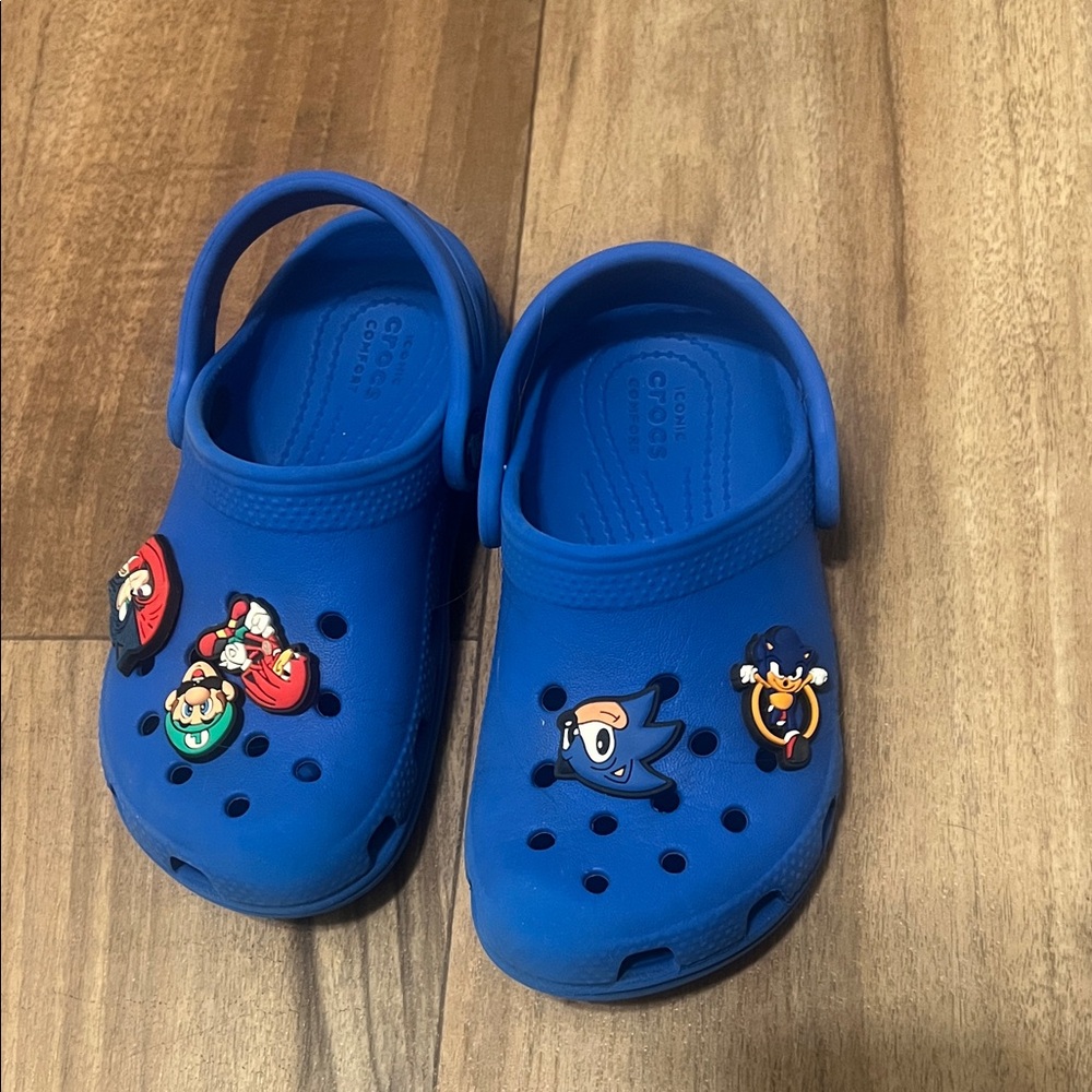 Kids Blue Crocs with Cartoon Charms